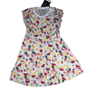 Chaser Dress Size 6 White Fruit Ruffle Sleeves Twirl Skirt NWT - Picture 1 of 4