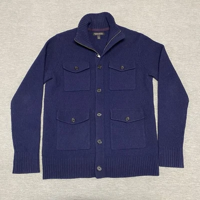 Banana Republic мужской M шерсти мериноса шаль воротник кардиган куртка синий вязаный пальто - Изображение 1 из 4