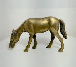 Vintage Messing grasendes Pferd Statue Figur - Bild 1 von 10
