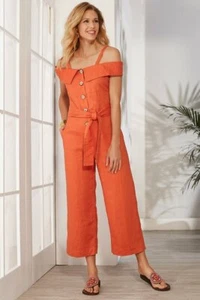 Weiche Umrandung Raissa Leinen Crop Overall Strampler Sommer Fig Damen Medium $ 99 - Bild 1 von 3