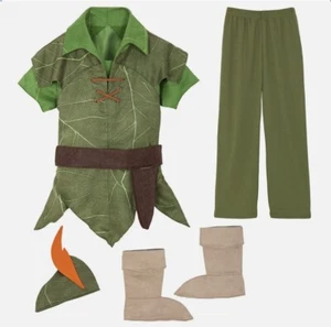 NWT Disney Store Peter Pan Boys Costume Halloween Dress Up Shirt Pants Hat - Picture 1 of 1