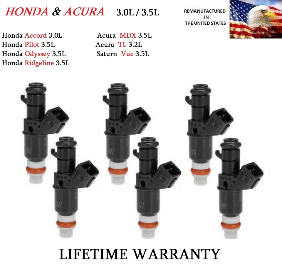 Juego de 6 inyectores de combustible OEM para 2004-05-06-07-2008 Acura TL 3,2 L Foto 1 de 1