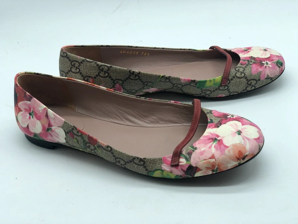 ZAPATOS PLANOS DE BALLET SIN CORDONES GUCCI GG SUPREME BLOOM BAYADERE PARA MUJER TALLA 36 1/2 Foto 1 de 4