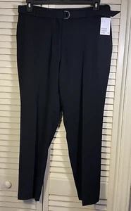 Womens H&M Black Trousers Pants Slacks Career Work Size 12 NWT Belt - Picture 1 of 7
