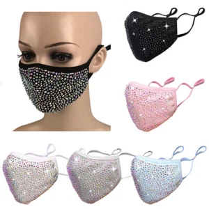 Crystal Rhinestone Bling Face Mask Washable With Filter Pocket face MASCARILLAS - Picture 1 of 18
