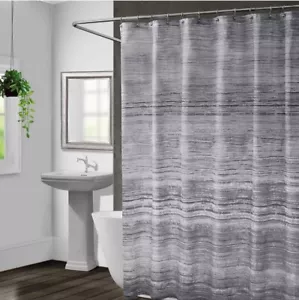 Croscill Nomad Shower Curtain Gray White Stripe Gradient Polyester 72" x 72" - Picture 1 of 4