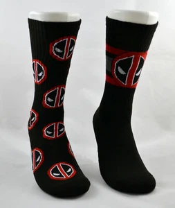 Deadpool Men's Crew Socks Hyp Marvel Comics Superhero Double Pack Hypnotic - Picture 1 of 1