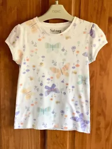 Camiseta NUTMEG Niña Blanca Multicolor Mariposa Manga Corta - Talla 5-6 Años - Imagen 1 de 3