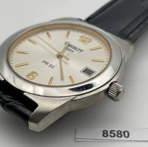 PROJECT TO FIX TISSOT PR 50 ROMAN DIAL MENS QUARTZ SS WATCH EU SHIP 8580 - Picture 1 of 6