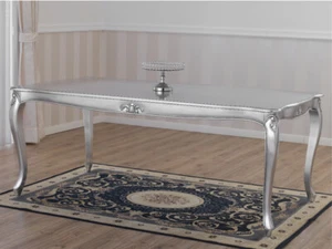 Tavolo Charlotte stile Barocco Moderno rettangolare foglia argento cm 165 x 85 - Foto 1 di 4
