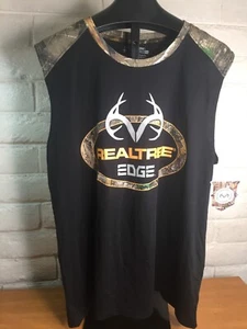 Men's RealTree Edge Sleeveless T-Shirt Black w/ Logo Sz Medium - New with Tags - Picture 1 of 6