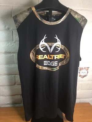 Men's RealTree Edge Sleeveless T-Shirt Black w/ Logo Sz Medium - New with Tags - Image 1 of 4