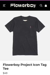 Flowerboy Project Icon Tag Tee Size Small Gray - Picture 1 of 5