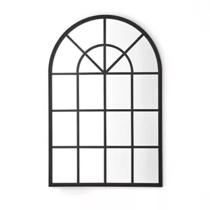 120x80 cm PROVINCIAL FRENCH arched OUTDOOR WINDOW WALL MIRROR black NEW - Picture 1 of 10