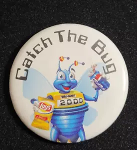 Vintage 2000 Walmart Lays Pepsi Catch The Bug Promo Button Pin - Picture 1 of 3