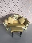 1:12Th Scale Dollhouse Miniature Victorian?Style Wooden Based Sofa With Stool