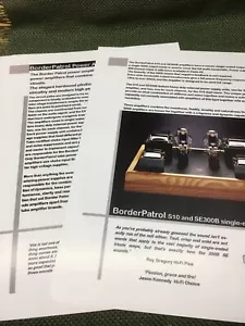 SELTENE 2 BorderPatrol HiFi Broschüren selten S10 & SE300B einseitige Verstärker & Schnitt Pg - Bild 1 von 7
