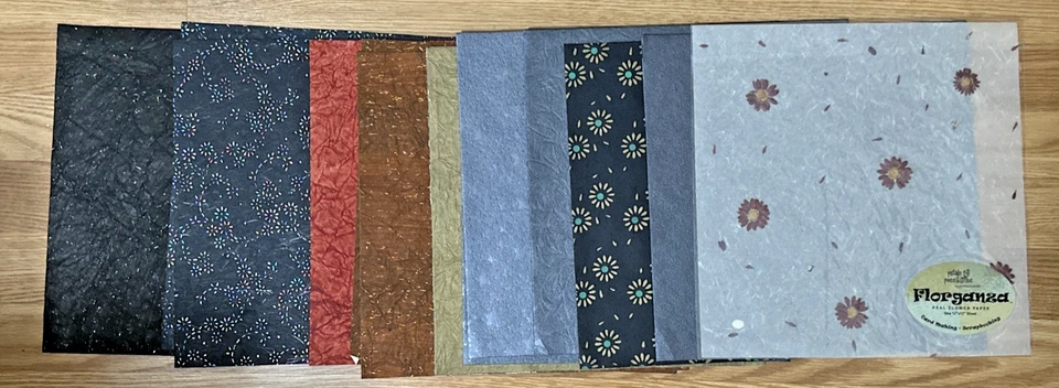 20 Handmade sheets Textured 12x12" mixed specialty Scrapbook craft cotton silk - Image 1 of 4
