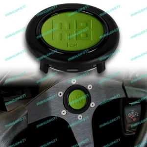 JDM Green Steering Wheel Horn Button Heritage Leather Embossed Hand Punche 59mm - Picture 1 of 5