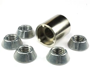 Installation Tool + 5pc 1/2-13 Tri-Groove Tamper Proof Security Nuts Zamak5 #440 - Picture 1 of 4