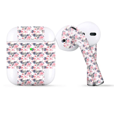 Skins Wraps Compatible para Apple Airpods Rosa Azul Flores Calaveras Foto 1 de 2