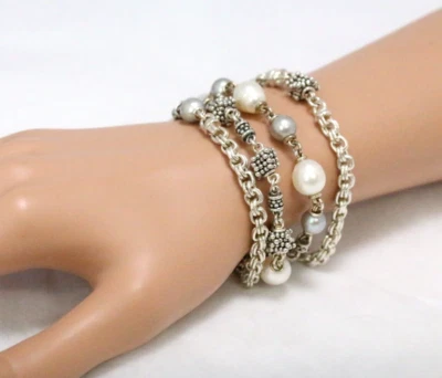 Brazalete Michael Dawkins Plata Esterlina Rondel 7.25" Perlas de Agua Dulce Foto 1 de 4