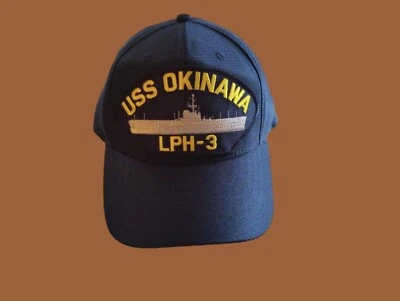 EAGLE CREST USS OKINAWA LPH-3 NAVY SHIP HAT U.S MILITARY OFFICIAL BALL CAP U.S.A MADE