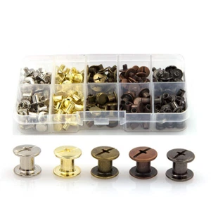 100/200Set Chicago Binding Screws Assorted Kit Metal Round Cross Head Stud Screw - Picture 1 of 7