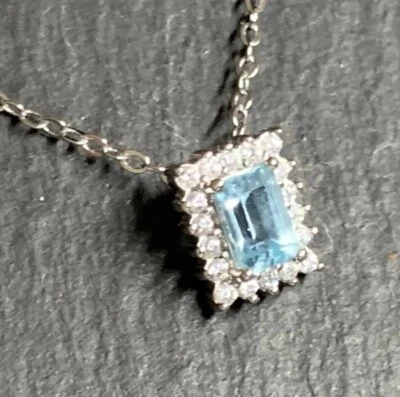 Blautopas Anhänger mit Kette    925er Silber - Bild 1 von 4