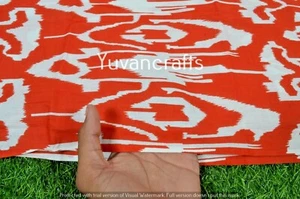 Indian Hand Block Print Beautiful Orange Floral Cotton Women Dress Fabric 5 Yard - Picture 1 of 3
