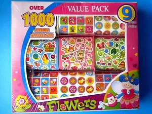 BRIGHT FUN COLORFUL FLOWER BIRDHOUSE STICKERS OVER 1000 (9 SHEETS) BOXED NEW! - Picture 1 of 11