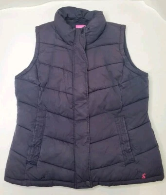 Joules Navy Gilet Women's Floral Lining Logo Pockets Zip/Poppers UK 14 Faded - Image 1 of 4