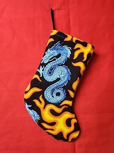 Weihnachtsstrumpf Handarbeit gefüttert 9,5" Drachenflammen - Bild 1 von 3