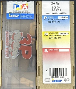 Iscar Wendeplatten GIMM 8CC IC808 P15-P30 M20-M30 Wendeschneidplatten *Neu* - Bild 1 von 1