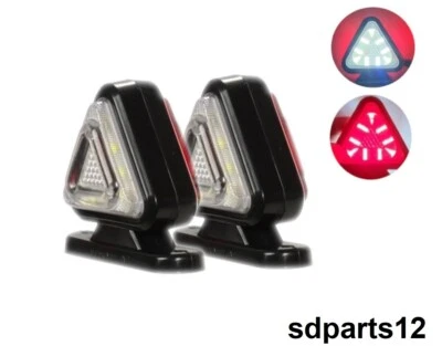 2 Feux de Gabarit 12V 24V LED Rouge Blanc Triangulaire Latéraux Camion Remorque - Photo 1/3
