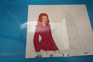 RARE 80s PRODUCTION ANIMATION CELL DRAWING HE-MAN MOTU GORGEOUS WOMAN LINDA GRAY - Foto 1 di 3