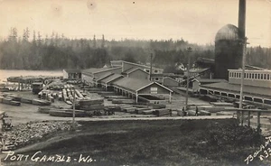 LP13 Port Gamble Washington Lumber Yard 1923 cartolina RPPC - Foto 1 di 2