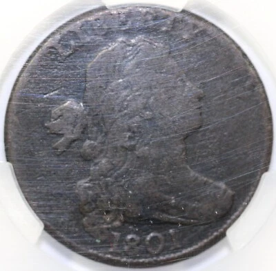 1801 1c S-219 3 Errors Draped Bust Large Cent CAC VG Details Corrosion - Image 1 of 4