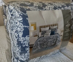 Blue scroll floral Full Comforter and Shams 4PC Set Indigo - Picture 1 of 5