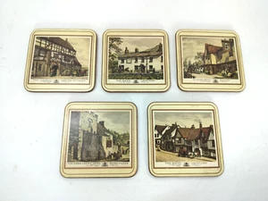 Pimpernel Old English Inns Untersetzer 5er Set Kork Rückseite Bargeschirr Pub Bar Vintage - Bild 1 von 8