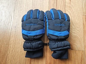 Ski Gloves Snowboard Rossignol Blue Black Winter Pocket Fleece Size L Kids - Picture 1 of 4