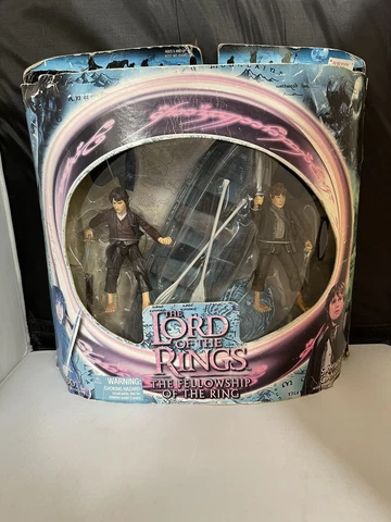 Lord of the Rings 2001 Fellowship 2-pk Frodo and Samwise Gamgee w/ Elven Boat Cover