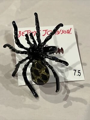 Anillo Betsey Johnson Negro Imitación Piedra Araña Talla 7.5 Nuevo con Etiquetas Foto 1 de 4