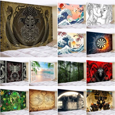 Large Medieval Tapestry Starry Sky Cat Wall Hanging Bedspread Backdrop Decor Art - Image 1 of 4