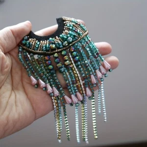 1pc Strass Spalline Spalla Distintivo Nappe Perline Falso Colletto Appliques - Foto 1 di 10