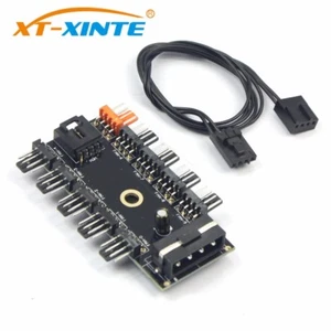 PC 1 to 10 4Pin / SATA Cooling Fan Hub Molex Cooler Splitter Cable PWM 12V - Picture 1 of 12