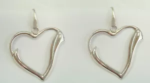 Dangle Earrings With Initial " V " Heart Shaped In SILVER 925 - Picture 1 of 3