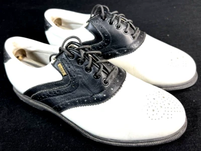 Mizuno Womens Leather Golf Shoes Sz 6.5 M White & Black #6324 Ladies Softspikes - Image 1 of 4