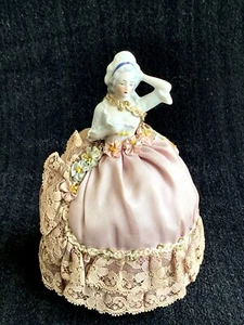 Antique Porcelain Half Doll  Pin Cushion - Picture 1 of 8