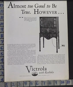 1928 VICTROLA ELECTRIC 7-11 SPEAKER 18 MUSIC DANCE SING VINTAGE ART AD  CF62 - Picture 1 of 1